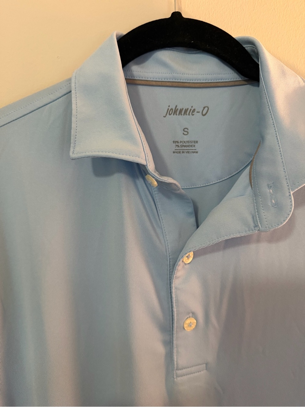 johnnie-O Men's Small Light Blue PREP-FORMANCE Short Sleeve Golf Polo